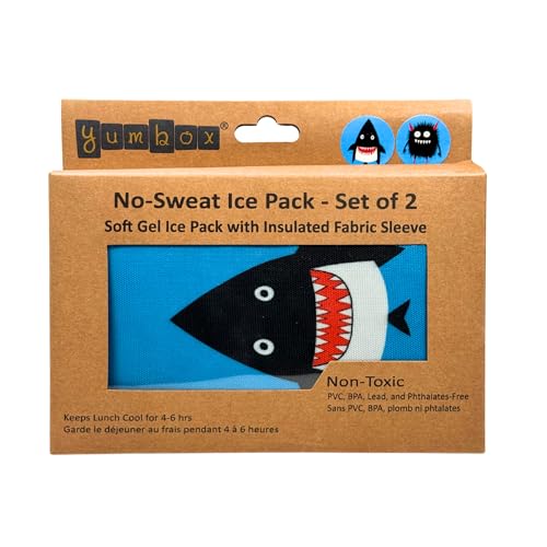 Yumbox Sweatproof Lunch Ice Packs for Kids (Monster Shark) - color: Monster Shark