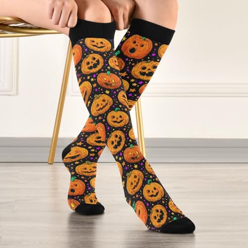 Wusikd Heartbeat Symbol Compression Socks for Women and Men Circulation Black Long Socks for Athletic Running 1 - color: Pumpkins