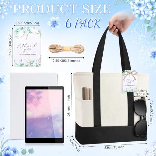 Shinylin Mini Canvas Tote Bags with 2 Pockets - color: Black and Beige