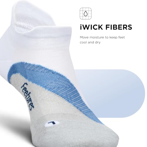 Feetures Elite Light Cushion No Show Tab Sock Wave - color: White Tide (1 Pair), size: Small
