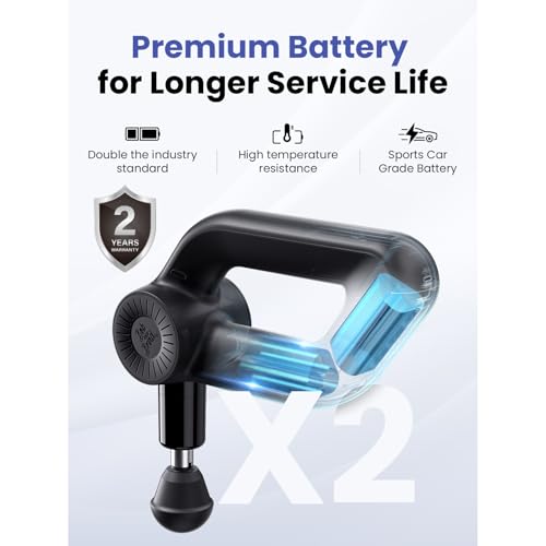 BOB AND BRAD D6 Pro Plus Massage Gun with Heat, Deep Tissue Percussion with 16mm Amplitude, Professional Muscle Massager Gun for Athletes, Quiet Electric Handheld Massager - color: Lava Black