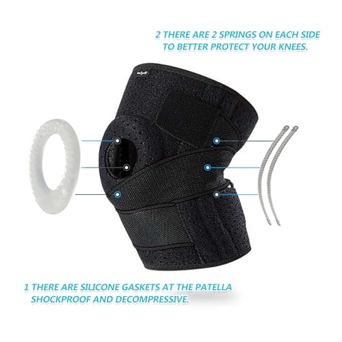 DOUFURT Knee Brace for Men & Women, Side Stabilizers & Patella Gel Pads - color: Black, size: X-Large