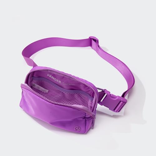 Pander Nylon Fanny Pack for Women, Two-Way Zipper Crossbody Bag - color: Violet