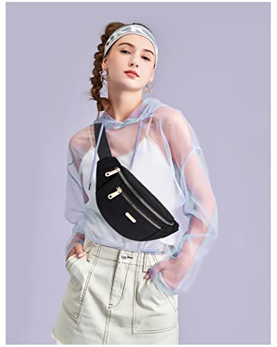 Fanny Pack Waist Pack for Women, Fashion Waist Bag with Adjustable Strap for Travel Sports Running black - color: black