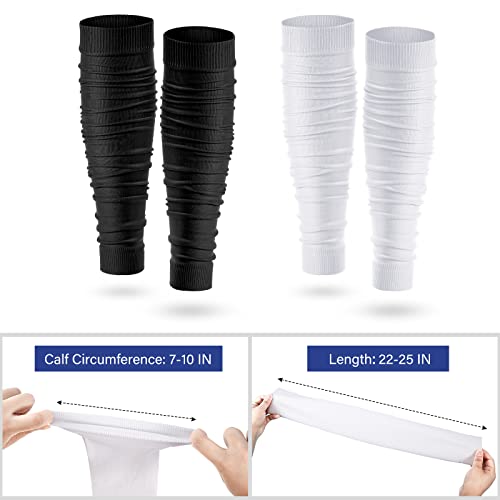 Kasyat 2 Pairs Football Leg Sleeve Scrunch Socks Men Women - color: Black, White