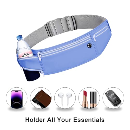 Slim Running Belt for Women Men,Runners Fanny Pack Phone Holder,Money Belt,Running Gear Accessories,with 3 Pockets (Jet Blue) - color: Jet Blue