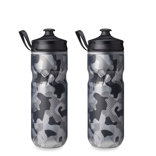 HydraPak Polar Sport Insulated Water Bottle 2-Pack (20oz, Contender Black) - color: Contender Black, style: 20oz/600ml (2-Pack)
