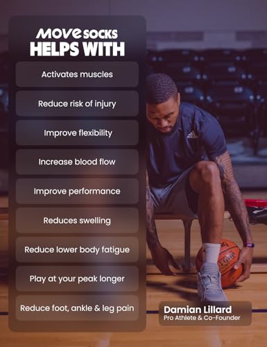 Move Compression Socks 25-35mmHg for Basketball & Running, Crew Socks - color: White, size: X-Large
