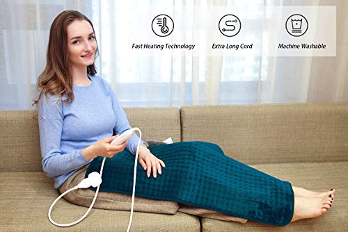 Ruqiji 17''x33'' XXXL King Size Heating Pad with 10 Temperature Settings, Pain Relief for Back/Neck/Shoulders/Menstrual Pain/Leg Cramp(Dark Teal) - color: Dark Teal