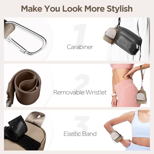 Babysun Mini Backpack Keychain Wristlet Pouch Small Change Coin Purse Cute Zipper Wallet With 3 RFID Card Slots For Women/Men Airpods Cosmetics - color: Khaki