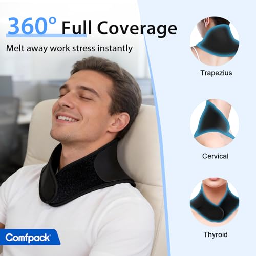 Comfpack Neck Ice Pack Wrap, Soft Gel Ice Packs for Neck Shoulder Reusable - color: Black
