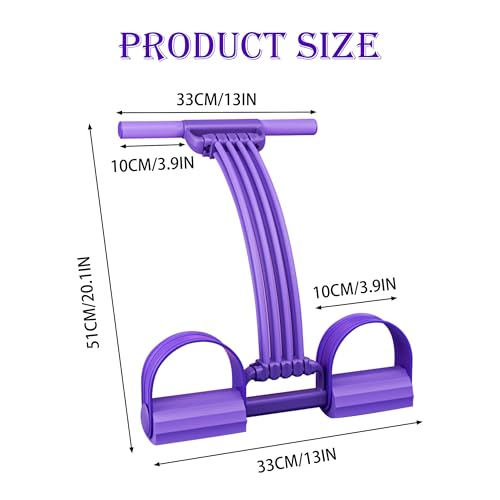 Multi-Function Tension Rope Band & Pedal Puller Resistance Band, 6-Tube Elastic Yoga Pedal Puller Resistance Band, for Abdomen/Waist/Arm/Leg Stretching Slimming Training - color: Purple-8 tube