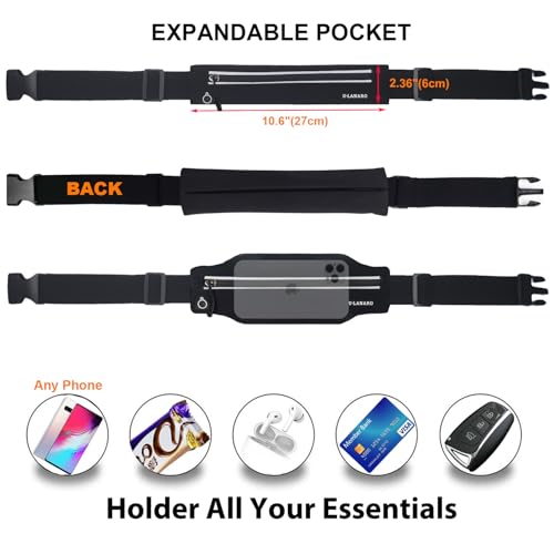 U·LANARO Slim Running Belt Fanny Pack Running Phone Holder Waist Band Pouch - color: Dark Blue