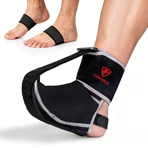 Plantar Fasciitis Night Splint Sock & Arch Support-24 Hour Heel Pain Relief - color: Black