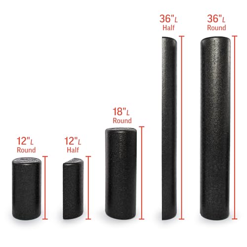 OPTP AXIS Firm Density Foam Roller – Half-Round, Black, 36" X 3" - color: Black - 36" X 3" Half-round