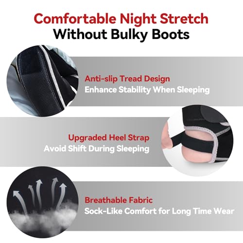 Plantar Fasciitis Night Splint Sock & Arch Support-24 Hour Heel Pain Relief - color: Black