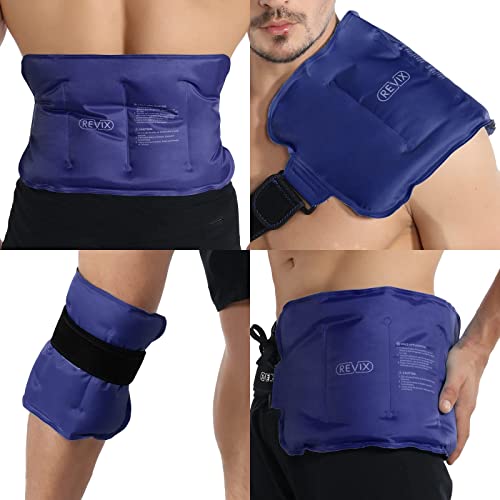 REVIX Ice Pack for Injuries Reusable Gel for Lower Back Pain Relief and XL Knee Ice Pack Wrap Around Entire Knee After Surgery