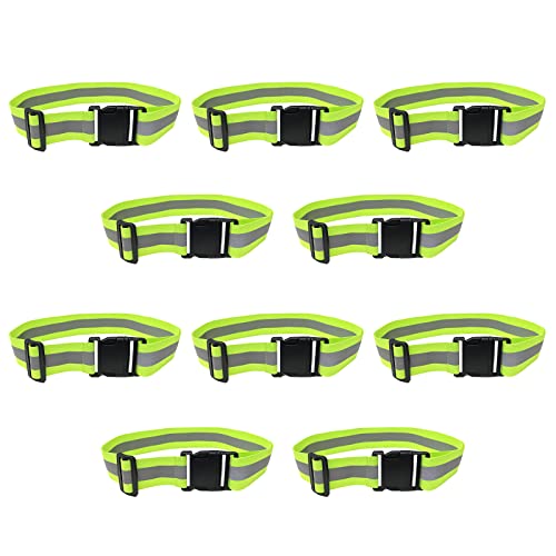 Reflective Vest - Running Vest Reflector, Reflective Running Vest with Safety Straps, High Visibility Reflector - color: J-10pcs Belt