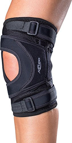 DonJoy Tru-Pull Lite Knee Brace for Patella Instabilities & Dislocations - Bifurcated Strap and Dual-Durometer Buttress, Medium, Left - size: Medium, style: Left Leg