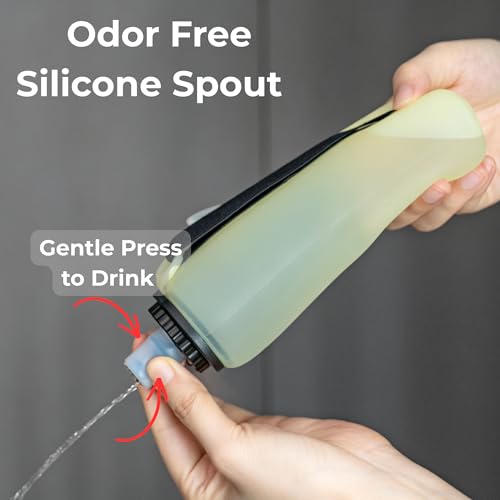 Handheld Running Water Bottle, Collapsible Silicone Foldable 350mL - color: Translucent Yellow