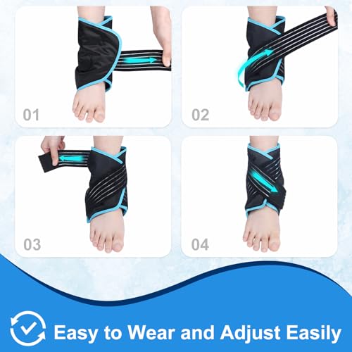 Atsuwell Ankle Ice Pack Wrap 2 Packs for Swelling & Spraine Relief, Black