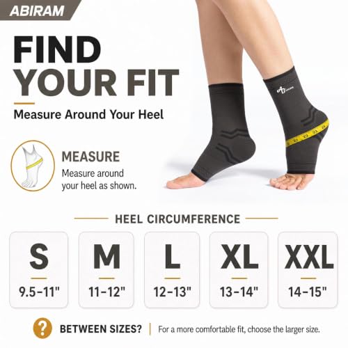 ABIRAM Copper-Infused Ankle Brace Compression Sleeve with Adjustable Strap - color: Copper Black, size: Medium
