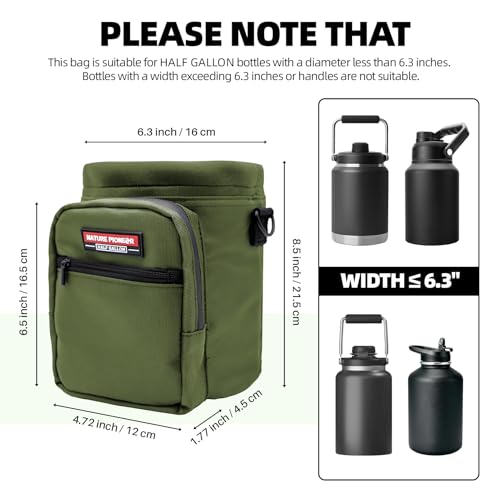 NATURE PIONEOR 26-128 oz Insulated Water Bottle Carrier Holder with Strap - color: Green, size: Half Gallon YETl