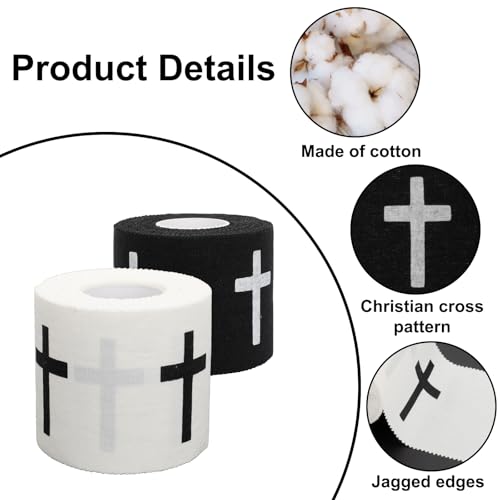 2 Pcs Athletic Tape 2in x 23ft, Cross Wrist Sports Tape Zinc Oxide - color: Black+white