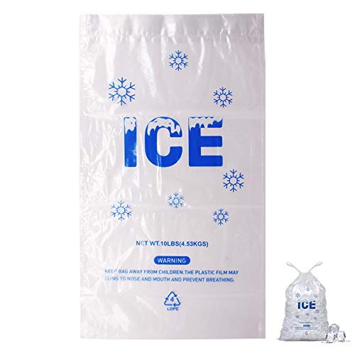 100 PACK 10 lb. Plastic Drawstring Ice Bags 12" x 21" Heavy-Duty - style: 12x21inch(100pack)