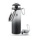GOSWAG 24oz Insulated Stainless Steel Travel Water Bottle, 2 Lids - color: Gray-Black Ombré