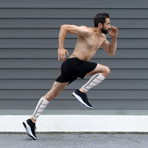 Junely 3 Pairs Calf Compression Sleeve for Men and Women - color: Striped01