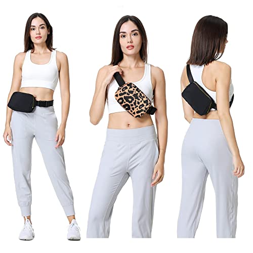 VOROLO Fanny Pack Women And Men Black+Leopard Yellow - color: Black+Leopard Yellow