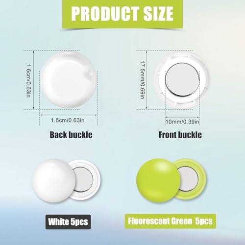 BOXOB 10 Pairs Magnetic Race Bib Clips, Marathon Race Number Buckle Running Bib Magnets Pins for Runners Field Triathlon Cycling Competition (White & Fluorescent Green) - color: White & Fluorescent Green