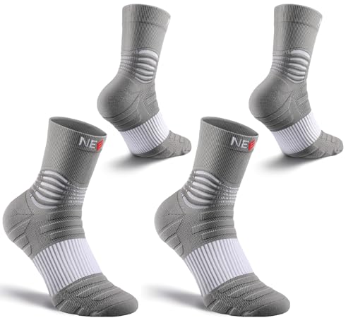 NEENCA Professional Compression Socks for Women Men Circulation, 20-30 mmHg - color: Gray White - 2 Pairs, size: Small