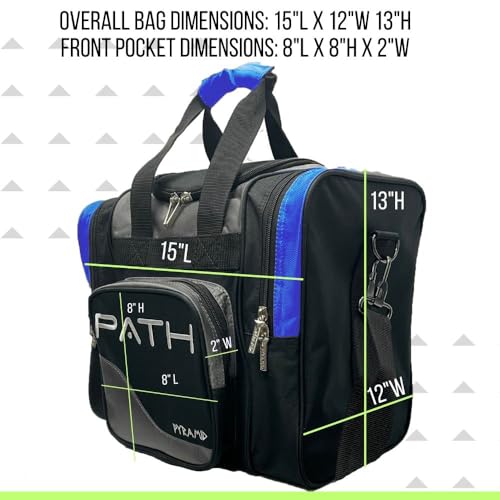 Pyramid Path Pro Deluxe Single Bowling Ball Tote - Holds One Ball, One Pair Shoes Up to Mens 15 - color: Silver/Royal Blue