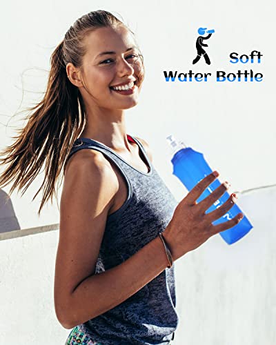 WRELS TPU Soft Flask Lightweight Portable Reusable Water Bottle,BPA Free Collapsible Flask for Hydration Pack in Running Hiking Cycling and Marathon - color: Dark Blue-250ML*1