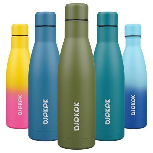 BJPKPK 17oz Skinny Insulated Water Bottle, Stainless Steel Flask - color: Olive Green, size: 17 Ounces