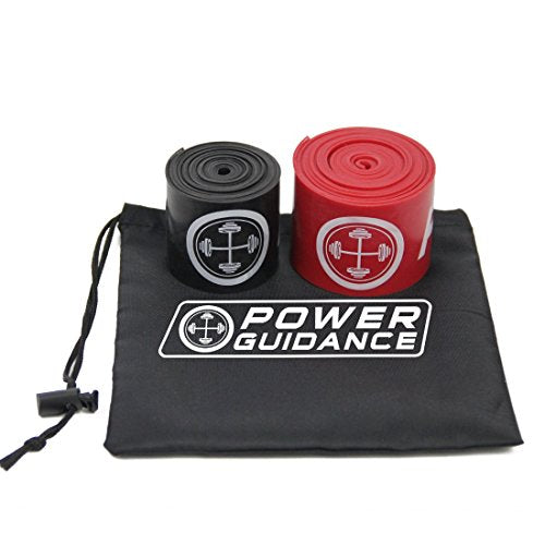 POWER GUIDANCE Muscle Floss Bands - Compression Bands - Mobility & Recovery Bands - for Improving Movement, Increasing Circulation & Reducing Soreness - color: Black and Red Combo (2)