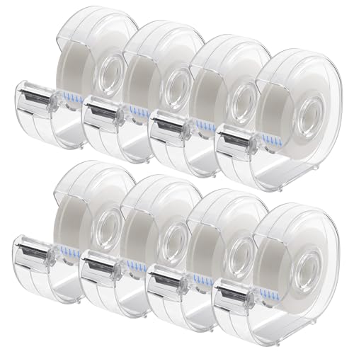 ALSISK Transparent Tape with Dispenser and Refills,Clear Tape for Home,School and Office Supplies,0.7x1000 Inch, 8 Pack
