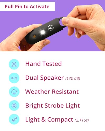 Vantamo Personal Alarm for Self Defense with Low Battery Notice, Strobe Light & Extra Loud 130 dB Double Speakers Safety Keychain Set for Women, Rechargeable Panic Button for Womens Self Defense - color: Charcoal