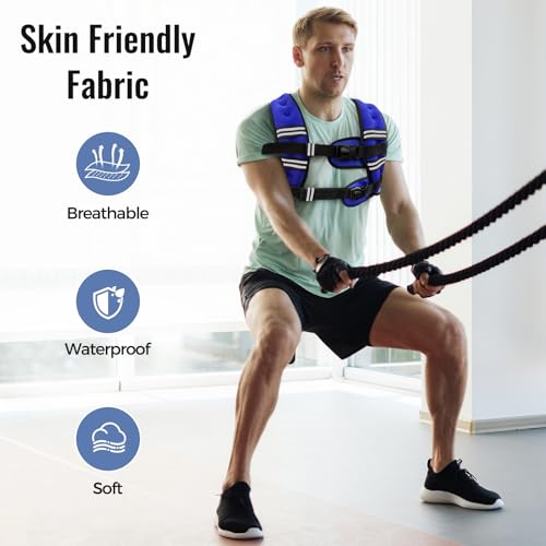 Zeerun Weighted Vest, 6/8/10/12/15/18/20/24/30LB for Men Women - color: Blue, size: 24 Lb