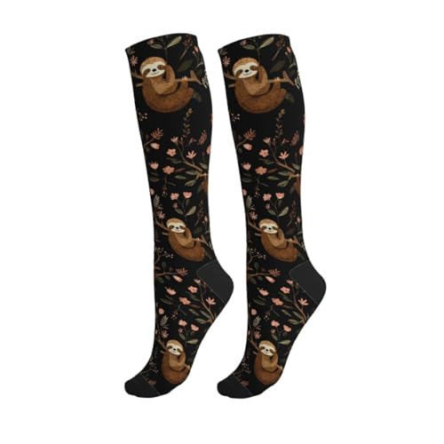 Cute Compression Socks Knee High Support Stockings Women Men - color: Cute Sloth
