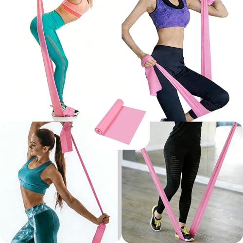 Resistance Bands Long Non-Latex Elastic Stretch Bands - color: Pink-10/15lb, size: 5ft/6.5ft