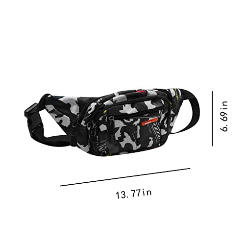 AIBEARTY Kids Fanny Pack Boys Small Camouflage Waist Pack Belt Waist Bag Pack Pouch with Adjustable Strap for Children Sport Running, Camping, Trip - color: B Grey