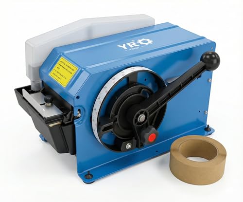 Manual Water Activated Tape Dispenser, Industrial Gummed Tape Machine for Reinforced Kraft Paper Tape (Up to 3" Wide), Heavy Duty Packing Cutter with Stainless Steel Blade for Shipping & Warehouse