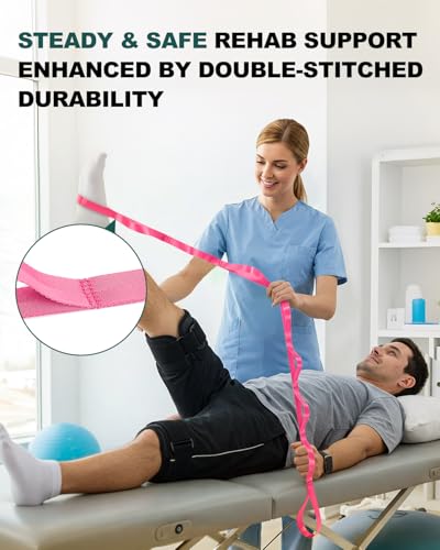 Trideer Stretching Strap with Loops, Yoga Strap, Stretch Bands for Exercise - color: Pink/75"x1"