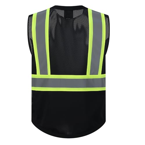 Gasoline Class 2 High Visibility Reflective Safety Vests Women & Men - color: Black - Black, size: Medium