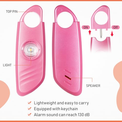 Relaxweex 12 Pcs Personal Safety Alarm for Women with LED Strobe Light and 12 pcs Keychain 130DB Loud Sound Personal Siren Emergency Self Defense Alarm Keychain Safety Devices for Women Men Elderly