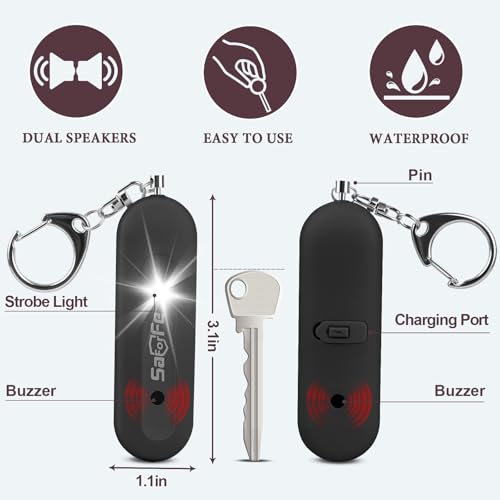 Personal Safety Alarm - Waterproof Rechargeable Security Alarm - 140dB Extra Loud Siren & Strobe Light - Self Defense Keychain - Gift for Women, Teenagers, College Girls, Seniors(Aqua+Black) - color: Black+Aqua