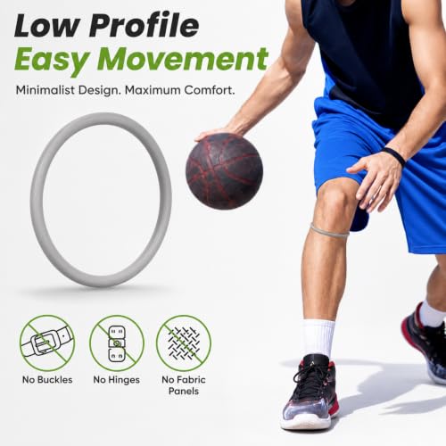 2-Pack Silicone Patella Straps, Stretch Knee Bands for Basketball & Running